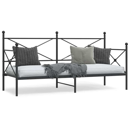 VidaXL Dnevna postelja brez vzmetnice črna 90x190 cm Jeklo Slike