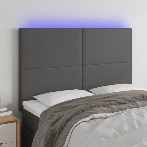 The Living Store led posteljno vzglavje sivo 144x5x118/128 cm umetno usnje - led vzglavje, (21418775) Slike