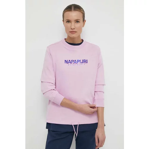 Napapijri Bombažen pulover B-Kreis ženski, roza barva, NP0A4HNWP1J1