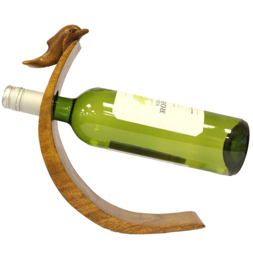  Leseno stojalo za vino – Delfin - Carved from one piece of Suar Wood - Home warming - Za 40 let Cene