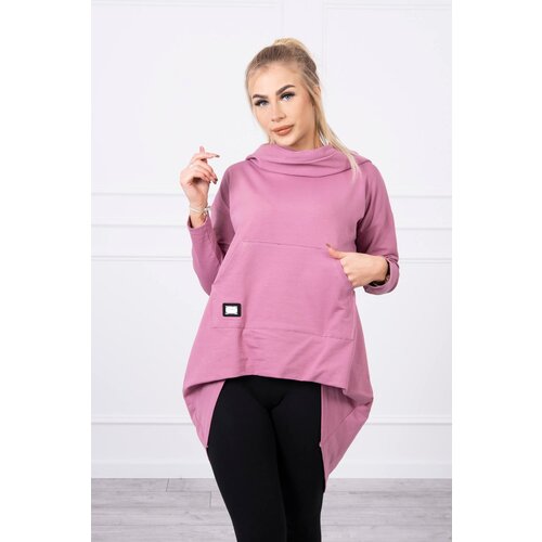 Kesi Sweatshirt with long back and hood dark pink Slike