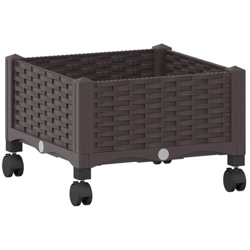  Vrtni saksija s kotačima Smeđa 40 x 40 x 29 cm PP - Smeđa 40 x 40 x 23 cm s kotačima Slike