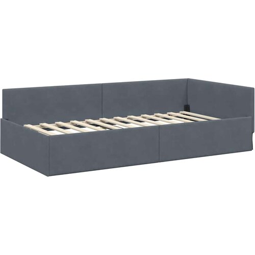 VidaXL Kotna postelja Temno siva 90 x 190 cm Samet in sodobno leseno, (5000069945) Slike
