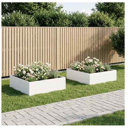 vidaXL Vrtna saksija 2 kom. Bijela 80 x 80 x 30 cm Čelična vrata - Bijela 80 x 80 x 30 cm 2 Cene
