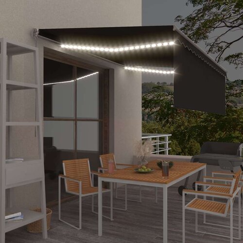  Tenda na ručno uvlačenje s roletom LED 4 x 3 m antracit Slike