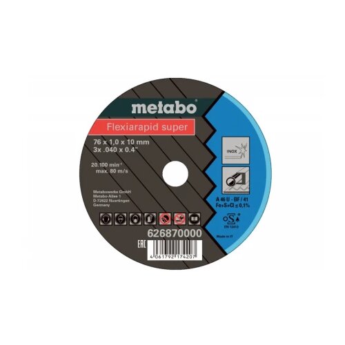 Metabo 5 reznih ploca fi76x10x100 mm flexiarapid super metal/inox Cene