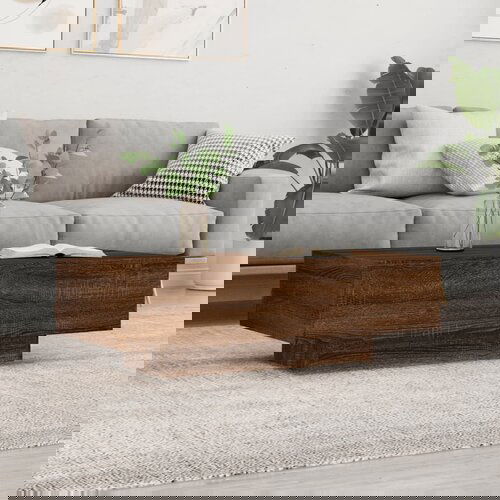 VidaXL Klubska mizica rjavi hrast 100x49,5x31 cm inženirski les Slike