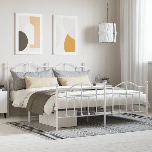 VidaXL Metalni okvir kreveta uzglavlje i podnožje bijeli 183x213 cm Slike
