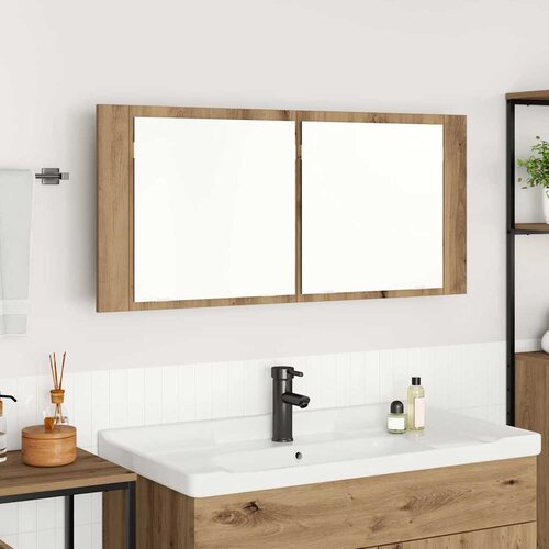  LED Ogledalo s Ormarom Zidne Umjetnički hrast 100 x 12 x 45 cm Cene