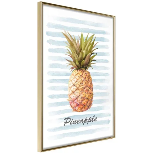  Poster - Pineapple on Striped Background 30x45