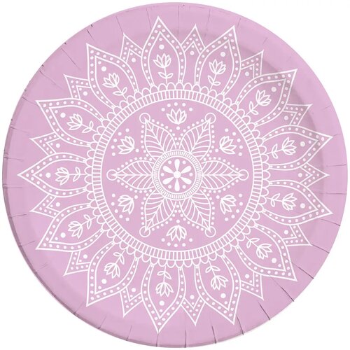 Procos Mandala vijolično-beli 8-delni komplet papirnatih krožnikov premera 23 cm Cene