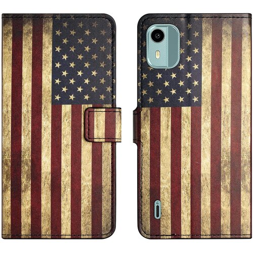 INORCO Usnjena torbica za telefon s tiskanjem vzorcev za Nokia C12 4G/C12 Pro/C12 Plus, ovitek za denarnico s stojalom, (22033675) Cene