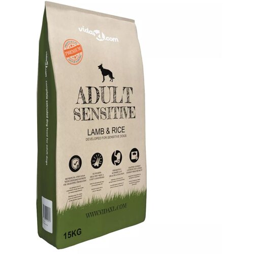 VidaXL Suha hrana za pse Adult Sensitive Lamb &amp;amp; Rice 15 kg Slike