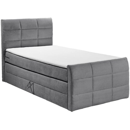 MID.YOU POSTELJA BOXSPRING x , tekstil, leseni material temno siva Slike