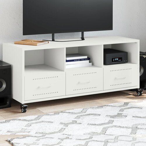 vidaXL TV omarica bela 100,5x39x43,5 cm hladno valjano jeklo Cene