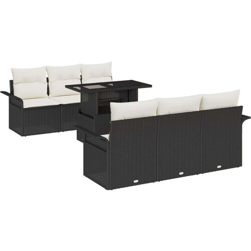  7-dijelni set vrtne sofe s jastučićima crnog poliratana  2-sjedna vrtna sofa s pohranom i jastučićima crnog poliratana Cijene