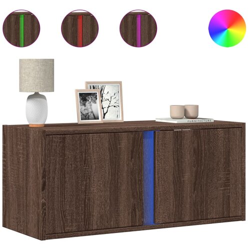 Maison Chic Stenska TV omarica - TV stojalo - Televizijska omarica z LED lučkami rjavi hrast 80x31x35 cm, (21701442) Cene