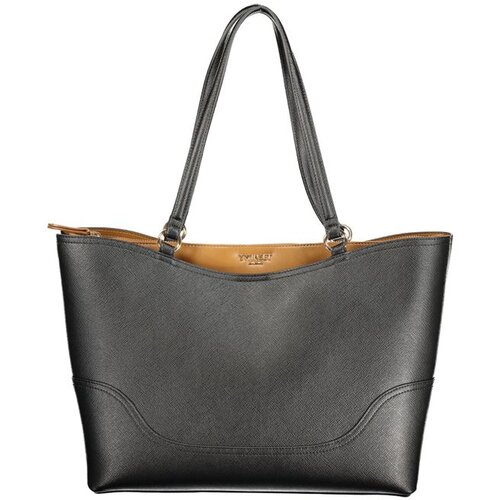  ženska shopping torba za rame 35x27x14 cm crna sa smeđim detaljima Slike