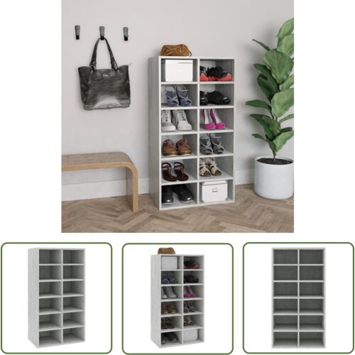 The Living Store Stojalo za čevlje betonsko sivo 54x34x100,5 cm konstruiran les - Omarica Za Čevlje, (21744565) Cene