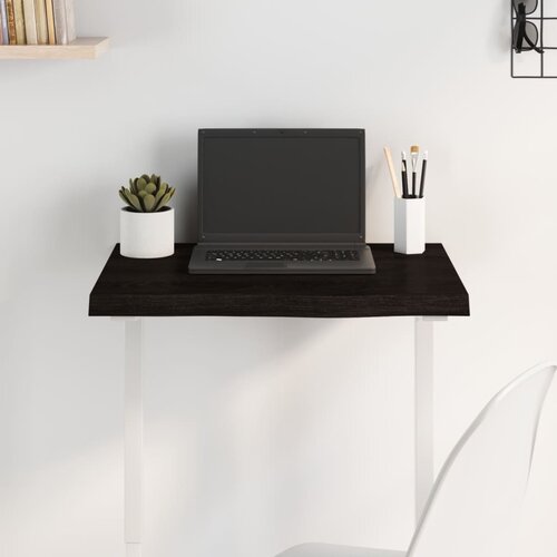 VidaXL Stolna ploča tamnosmeđa 60x50x(2-4) cm obrađena masivna hrast Slike