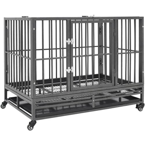 vidaXL Pasji boks s kolesi jeklo 92x62x76 cm Cene