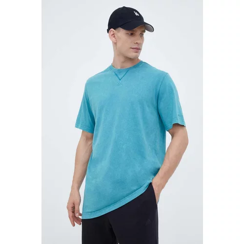 Adidas Bombažna kratka majica turkizna barva