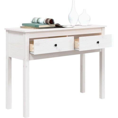  Konzolni stol bijeli 100x35x75 cm od masivne borovine Slike