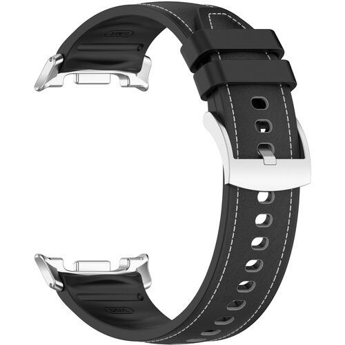 INF Združljiv s Samsung Galaxy Watch8 Silikonski usnjen pa&scaron;ček - Eleganten nadomestni pas Black, (5000079509) Cene