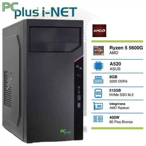 PCPLUS I-net ryzen 5 5600g 8gb 512gb nvme m.2 ssd namizni ra