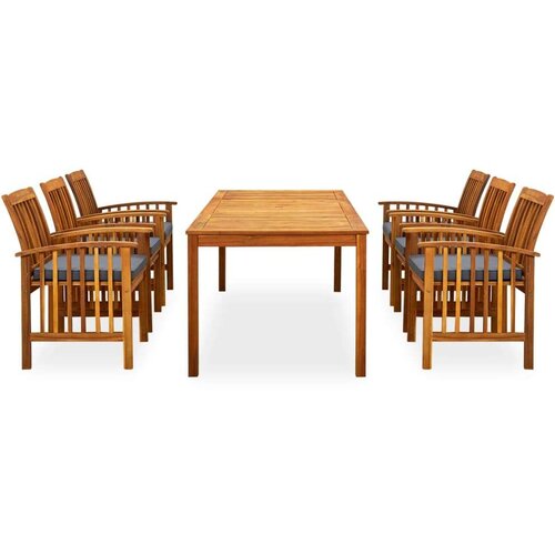  3058092 7 Piece Garden Dining Set with Cushions Solid Acacia Wood (45963+2x312131) Slike