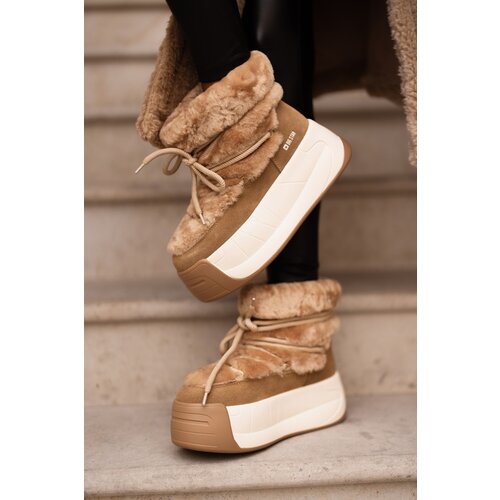 Big Star Leather Women's Snow Boots On Thick Sole With Fur Cene