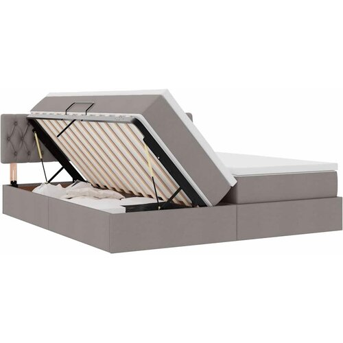  Krevet s od storage Sivo-smeđa 200 x 200 cm Lažna koža Slike