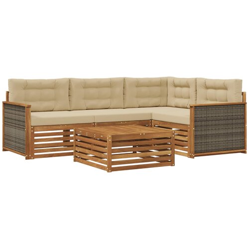 vidaXL Zunanja garnitura za sedenje z blazino 5 pcs Naravna in bež, (5000280943) Cene