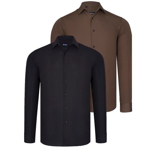 Dewberry DUAL SET G726 MENS SHIRTS-BLACK-BROWN Cene