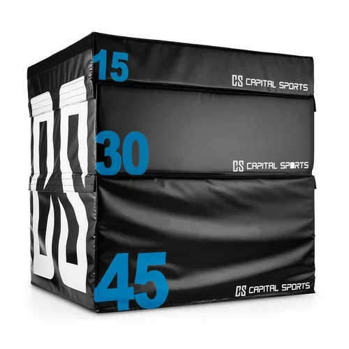 Capital Sports Rookso Set Soft Jump Box Plyo Box, črne barve, 15/30/45 cm cm, 3 kosi