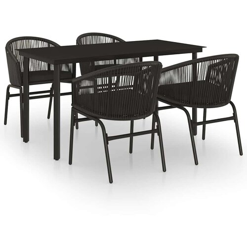  5-dijelni vrtni blagovaonski set crni Crna Dužina stola 140 cm Slike