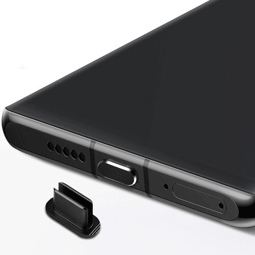 Cadorabo za&amp;scaron;čitni pokrovček, združljiv z usb c v črni barki za za&amp;scaron;čito pred prahom za polnjenje vrat proti prahu, (20622017) Slike