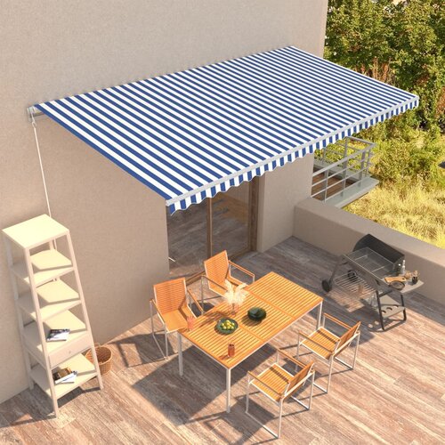  Ročno zložljiva tenda 600x300 cm modra in bela Cene