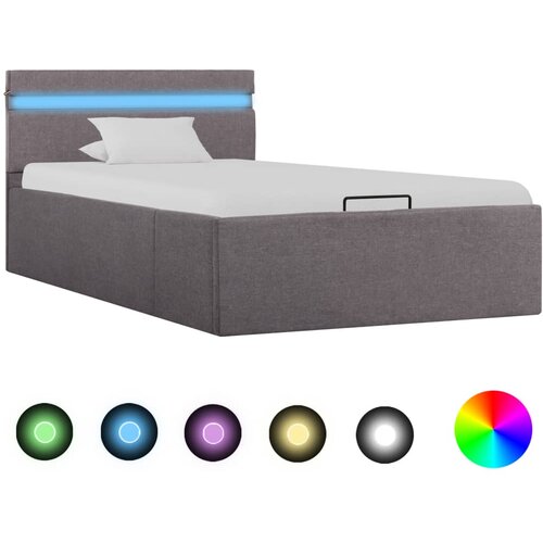 VidaXL Dvižni posteljni okvir LED taupe blago 100x200 cm Slike