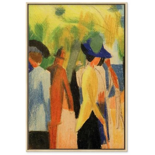  Slika - August Macke &amp;ndash; Walker under trees (Walker in the park) 80x120 U prirodnom drvenom okviru Slike