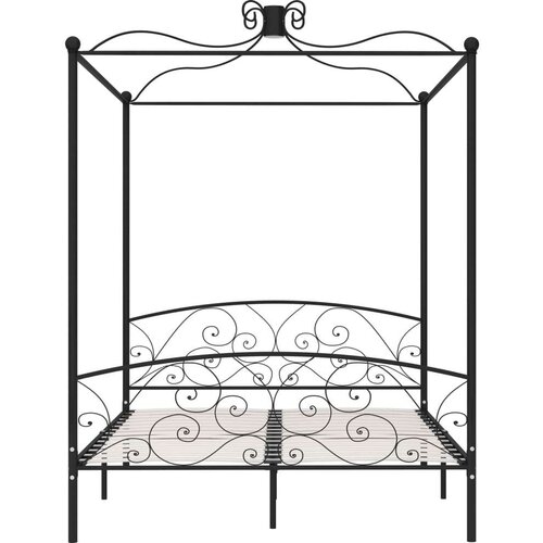 VidaXL okvir za krevet s nadstre&amp;scaron;nicom crni metalni 160 x 200 cm Slike