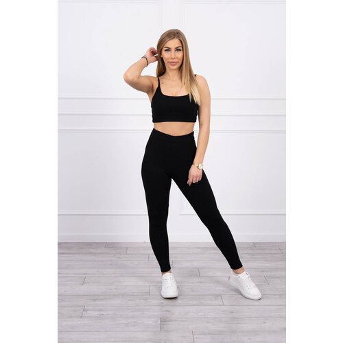 Kesi Striped top set with a blouse in black Slike