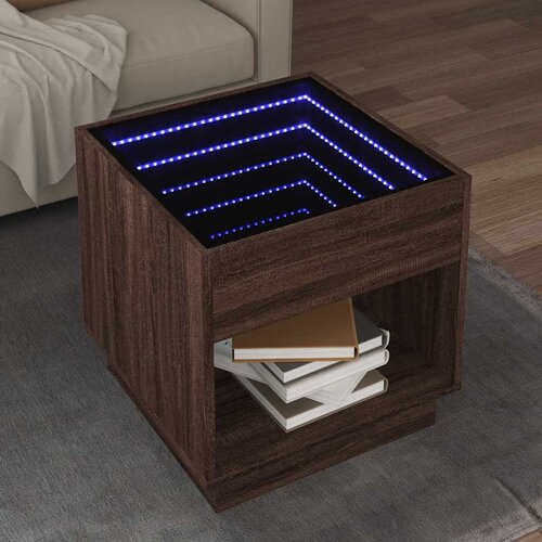  Stolić s beskonačnim LED svjetlima boja hrasta 50x50x50 cm Cene