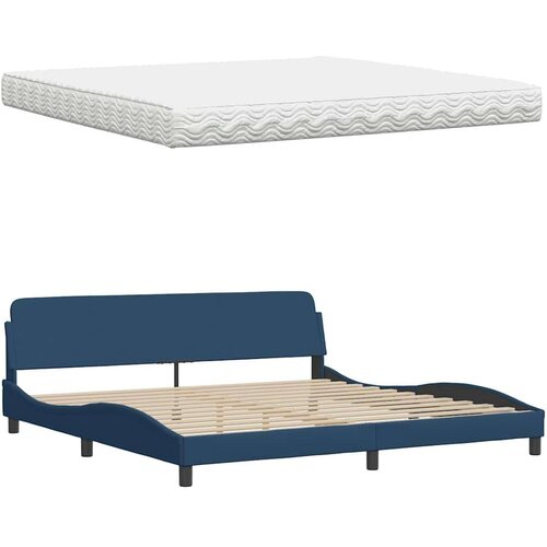  Krevet s madracem plavi 200 x 200 cm od tkanine - Plava 200 x 200 cm Slike