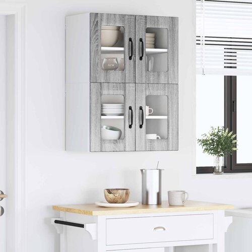  Zidni stakleni ormarić Lucca 2 pcs Siva sonoma 60 x 31 x 40 cm Slike