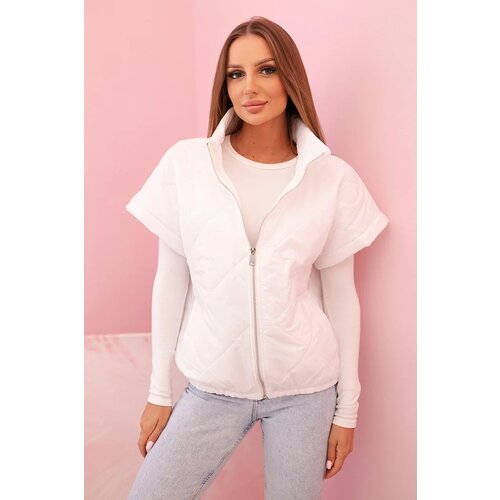 Kesi Włoski Women's quilted vest with short sleeves and a stand-up collar white Cijene