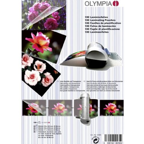 Olympia folija za laminiranje DIN A4, DIN A5, DIN A6, 95 x 60 mm 80 micron 1 Set Slike