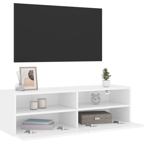  Zidni TV ormarić bijeli 100 x 30 x 30 cm od konstruiranog drva Slike