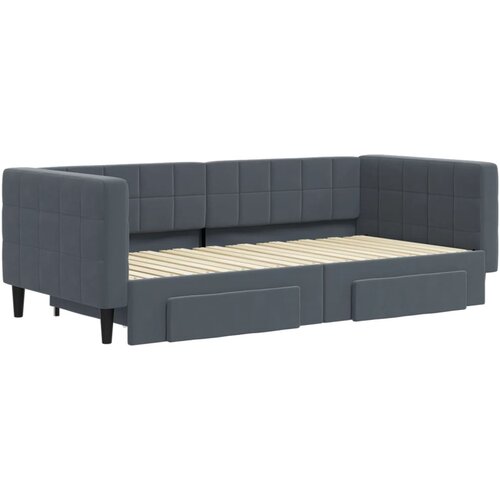  Dnevni krevet s pomoćnim ležajem i ladicama bez madraca tamno siva 90x190 cm Slike