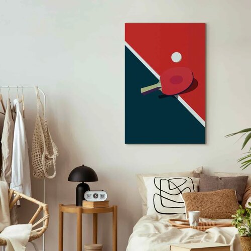  Slika - Table Tennis - Racket and Ball on the Table 60x30 Premium Print Slike
